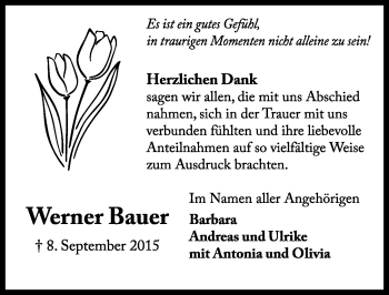 Traueranzeige von Werner Bauer von trauer.echo-online.de