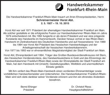 Traueranzeige von Horst Abt von trauer.echo-online.de