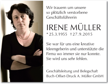 Traueranzeige von Irene Müller von trauer.echo-online.de