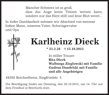 Traueranzeige von Karlheinz Dieck von trauer.echo-online.de