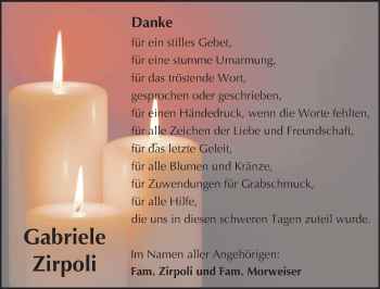 Traueranzeige von Gabriele Zirpoli von trauer.echo-online.de