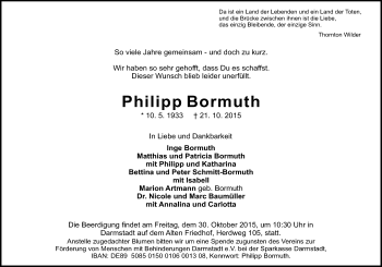 Traueranzeige von Philipp Bormuth von trauer.echo-online.de
