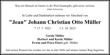 Traueranzeige von Johann Christian Otto Müller von trauer.echo-online.de