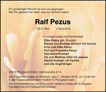 Traueranzeige von Ralf Pezus von trauer.echo-online.de