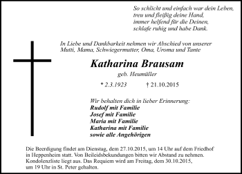 Traueranzeige von Katharina Brausam von trauer.echo-online.de