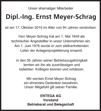 Traueranzeige von Ernst Meyer-Schrag von trauer.echo-online.de