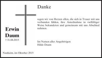 Traueranzeige von Erwin Daum von trauer.echo-online.de