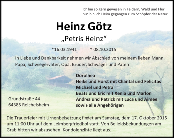 Traueranzeige von Heinz Götz von trauer.echo-online.de