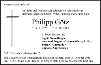 Traueranzeige von Philipp Götz von trauer.echo-online.de
