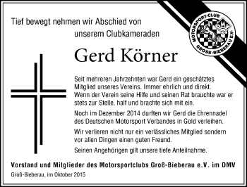 Traueranzeige von Gerd Körner von trauer.echo-online.de