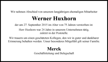 Traueranzeige von Werner Huxhorn von trauer.echo-online.de