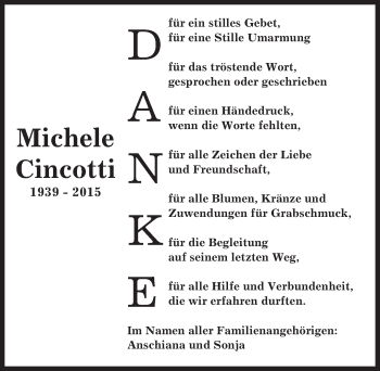 Traueranzeige von Michele Cincotti von trauer.echo-online.de