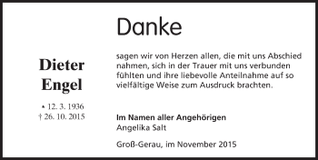Traueranzeige von Dieter Engel von trauer.echo-online.de