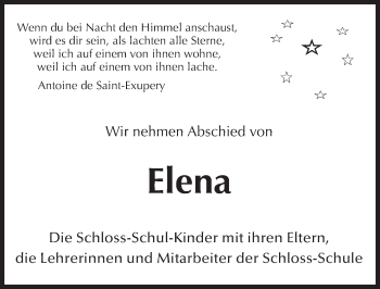 Traueranzeige von Elena  von trauer.echo-online.de