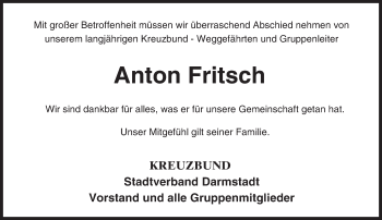 Traueranzeige von Anton Fritsch von trauer.echo-online.de