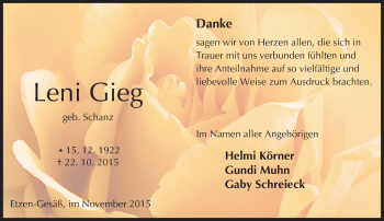 Traueranzeige von Leni Gieg von trauer.echo-online.de