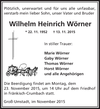 Traueranzeige von Wilhelm Heinrich Wörner von trauer.echo-online.de