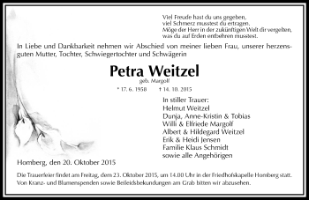 Traueranzeige von Petra Weitzel von VRM Trauer