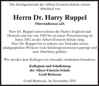 Traueranzeige von Harry Ruppel von trauer.echo-online.de