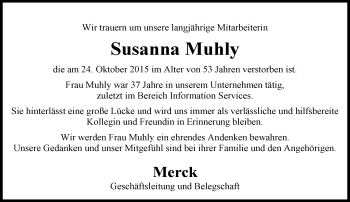 Traueranzeige von Susanna Muhly von trauer.echo-online.de