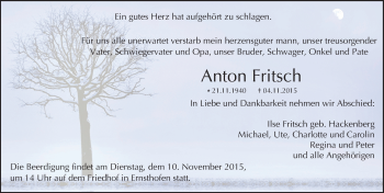 Traueranzeige von Anton Fritsch von trauer.echo-online.de