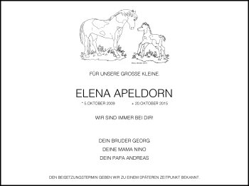 Traueranzeige von Elena Apeldorn von Darmstädter Echo
