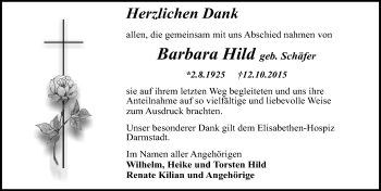 Traueranzeige von Barbara Hild von trauer.echo-online.de