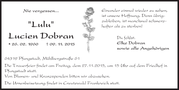Traueranzeige von Lucien Dobran von trauer.echo-online.de