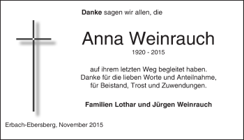 Traueranzeige von Anna Weinrauch von trauer.echo-online.de