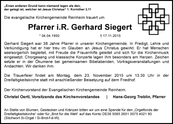Traueranzeige von Gerhard Siegert von trauer.echo-online.de