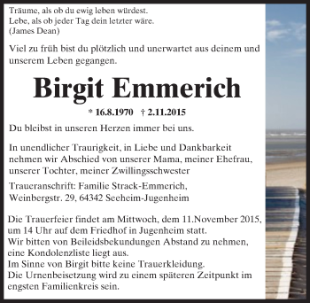 Traueranzeige von Birgit Emmerich von trauer.echo-online.de