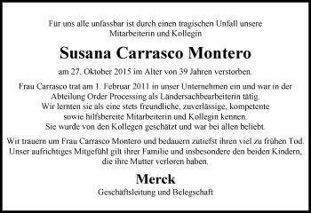 Traueranzeige von Susana Carrasco Montero von trauer.echo-online.de