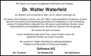 Traueranzeige von Walter Waterfeld von trauer.echo-online.de