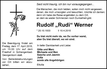 Traueranzeige von Rudolf Werner von  WI-komplett