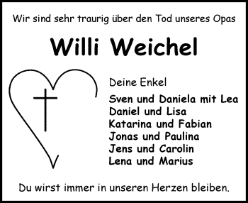 Traueranzeige von Willi Weichel von trauer.echo-online.de