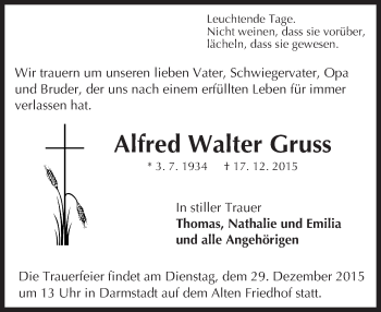 Traueranzeige von Alfred Walter Gruss von trauer.echo-online.de