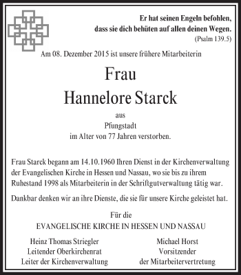 Traueranzeige von Hannelore Starck von trauer.echo-online.de