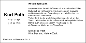 Traueranzeige von Kurt Poth von trauer.echo-online.de
