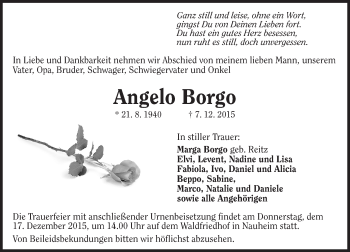 Traueranzeige von Angelo Borgo von trauer.echo-online.de