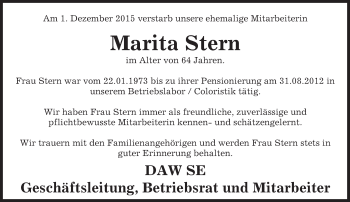 Traueranzeige von Marita Stern von trauer.echo-online.de