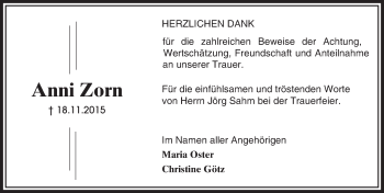 Traueranzeige von Anni Zorn von trauer.echo-online.de