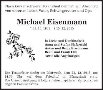 Traueranzeige von Michael Eisenmann von trauer.echo-online.de