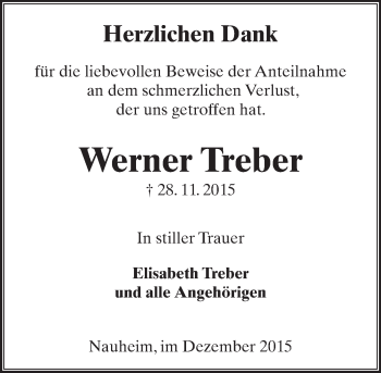 Traueranzeige von Werner Treber von trauer.echo-online.de