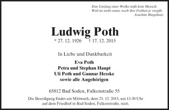 Traueranzeige von Ludwig Poth von trauer.echo-online.de