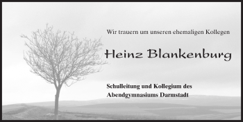 Traueranzeige von Heinz Blankenburg von trauer.echo-online.de