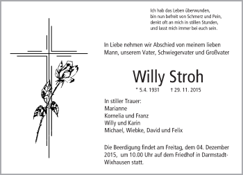 Traueranzeige von Willy Stroh von trauer.echo-online.de