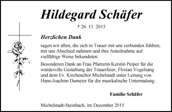Traueranzeige von Hildegard Schäfer von trauer.echo-online.de