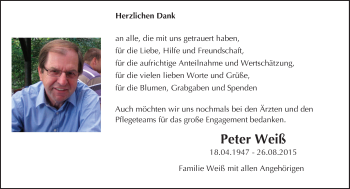 Traueranzeige von Peter Weiß von trauer.echo-online.de