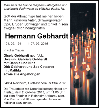 Traueranzeige von Hermann Gebhardt von trauer.echo-online.de