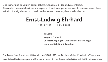 Traueranzeige von Ernst-Ludwig Ehrhard von trauer.echo-online.de